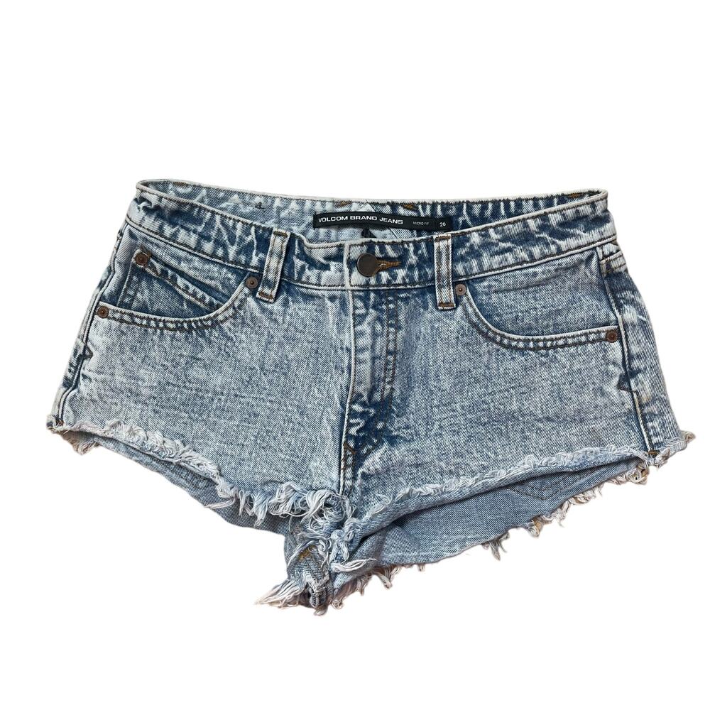 Volcom Micro Fit Acid Wash Denim Shorts Size 26